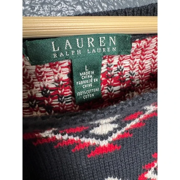 Lauren Ralph Lauren Southwestern Aztec‎ Navajo Knit Sweater – Cotton – Size L - Picture 5 of 9